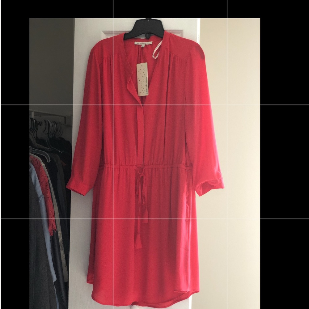 Coral chiffon shirt dress size Large NWT